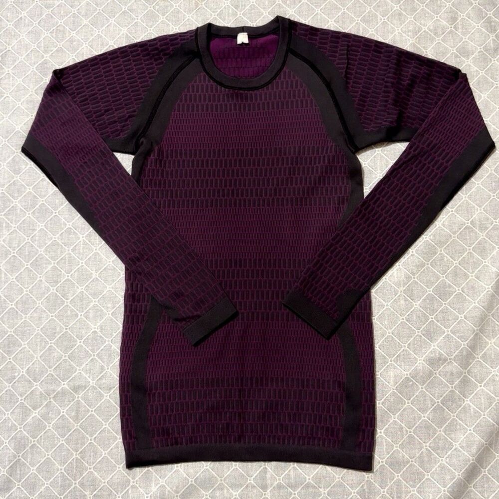 Lululemon Shirt Womens Purple/Black Long Sleeve Pullover Sz 4